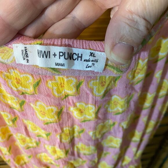 Kiwi + Punch Floral Tiered Midi Dress Women’s XL Boho Sundress Rayon coquette - Picture 4 of 6